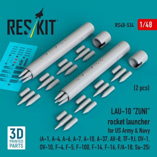 Reskit 48-0534 1/48 LAU-10 ZUNI Rocket Launcher for US Army/Navy (2pcs)