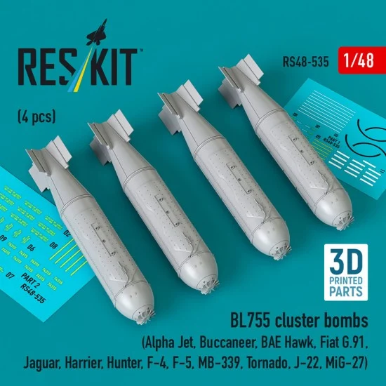 Reskit RS48-0535 1/48 BL755 Cluster Bombs (4pcs) for Alpha Jet/Buccaneer/BAE Hawk/Fiat G.91