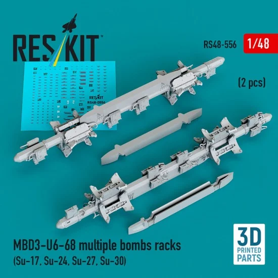 Reskit 48-0556 1/48 MBD3-U6-68 Multiple Bombs Racks (2pcs) for Su-17/Su-24/Su-27/Su-30