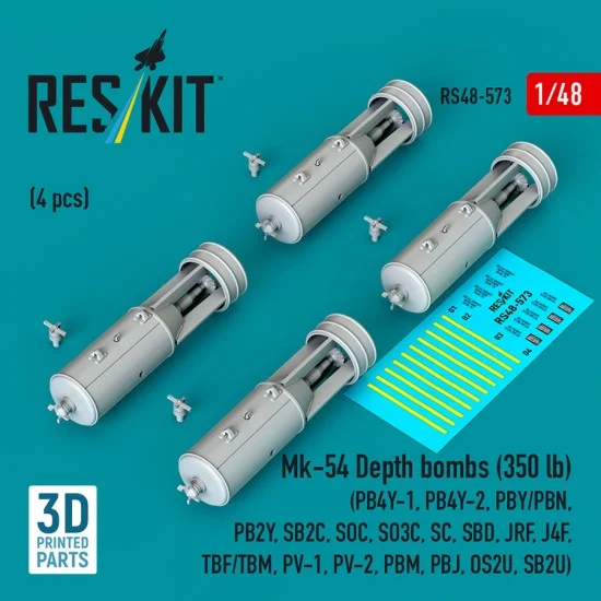 Reskit 48-0573 1/48 Mk-54 Depth Bombs 350lb (4pcs)