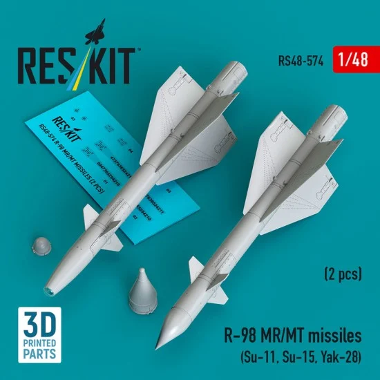 Reskit RS48-0574 1/48 R-98 MR/MT Missiles (2pcs) for Su-11/Su-15/Yak-28