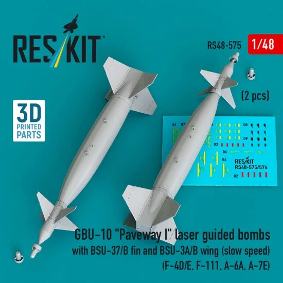 Reskit RS48-0575 1/48 GBU-10 Paveway I Bombs with BSU-37/B Fin and BSU-3A/B Wing (slow speed)