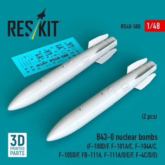 Reskit 48-0588 1/48 B43-0 Nuclear Bombs (2pcs) for F-100D/F/F-101A/C/F-104A/C/F-105D/F