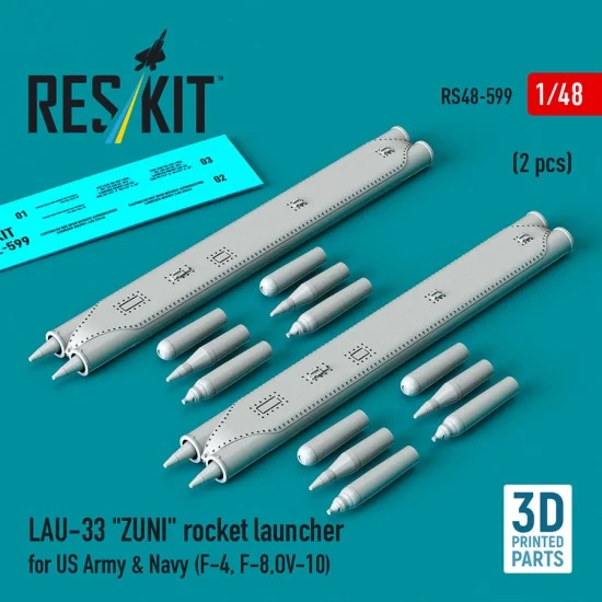 Reskit 48-0599 1/48 LAU-33 ZUNI Rocket Launcher for US Army/Navy (2pcs) for F-4/F-8/OV-10