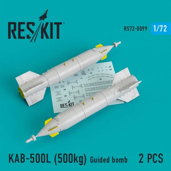 Reskit RS72-0099 1/72 Su-24/30/34, MiG-27/29SMT, YAK-130 KAB-500L (500kg) Guided Bomb (2pcs)
