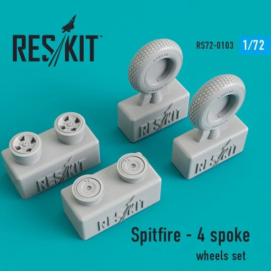 Reskit RS72-0103 1/72 Spitfire-4 Spoke Wheels set for Eduard/ICM/Airfix/Revell/Tamiya/Italeri kits