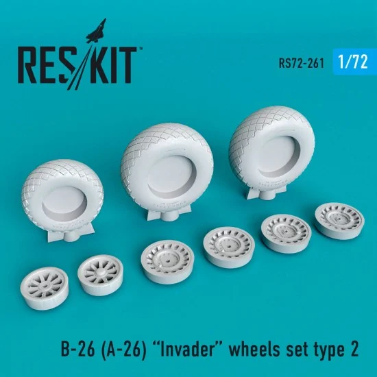 Reskit RS72-0261 1/72 Douglas B-26 (A-26) Invader Wheels set Type 2 for Italeri kits