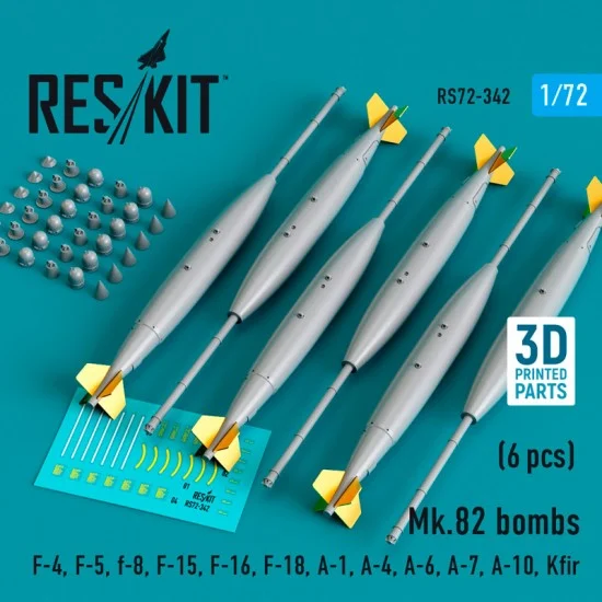 Reskit RS72-0342 1/72 Mk.82 Bombs (4pcs) for Academy/Hasegawa/Airfix/FineMolds/Fujimi/GWH/Italeri