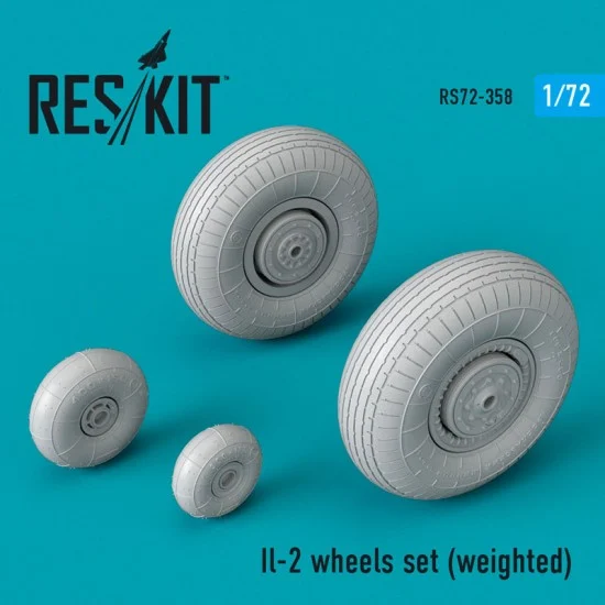 Reskit RS72-0358 1/72 Ilyushin Il-2 Wheels set (weighted) for Academy/Accurate Miniatures/Airfix/Eduard