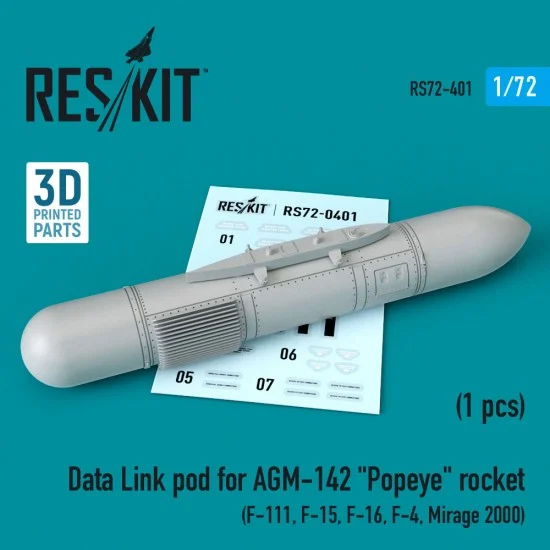 Reskit RS72-0401 1/72 Data Link Pod for AGM-142 Popeye Rocket (F-15, F-16, F-4, Mirage 2000, F-111)