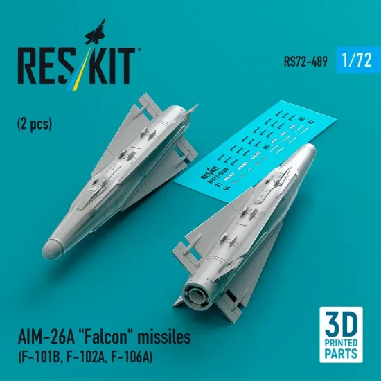 Reskit RS72-0489 1/72 AIM-26A Falcon Missiles (2pcs) for F-101B, F-102A, F-106A