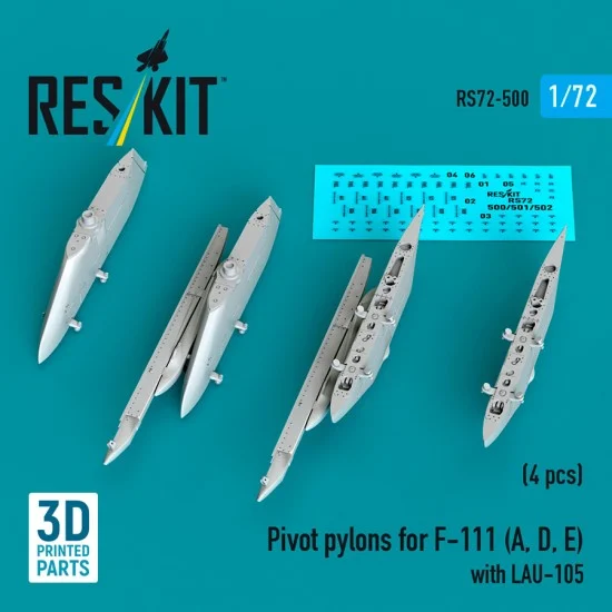 Reskit RS72-0500 1/72 Pivot Pylons for F-111 (A,D,E) with LAU-105 (4pcs)