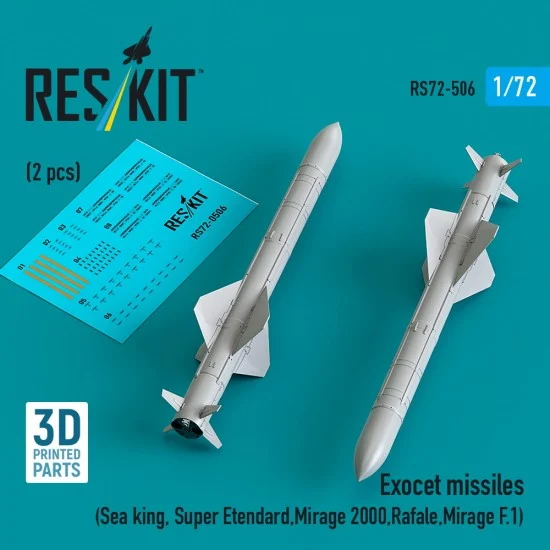 Reskit RS72-0506 1/72 Exocet Missiles for Sea King/Super Etendard/Mirage 2000/Rafale/Mirage F.1