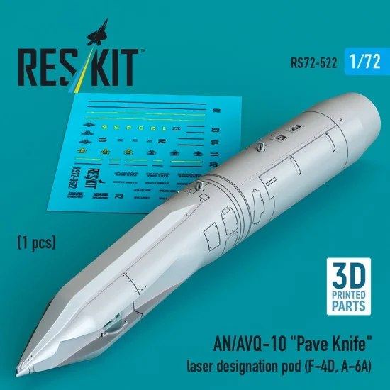 Reskit 72-0522 1/72 AN/AVQ-10 Pave Knife Laser Designation Pod (1pc) for F-4D/A-6A