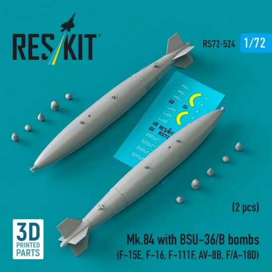 Reskit RS72-0524 1/72 Mk.84 with BSU-36/B Bombs (2pcs) for F-15E, F-16, F-111F, AV-8B, F/A-18D