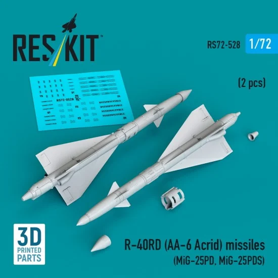 Reskit RS72-0528 1/72 R-40RD (AA-6 Acrid) Missiles (2pcs) for MiG-25PD, MiG-25PDS