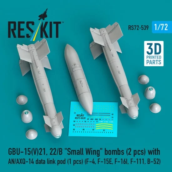 Reskit RS72-0539 1/72 GBU-15(V)21/22/B Small Wing Bombs (2pcs) with AN/AXQ-14 Data Link Pod