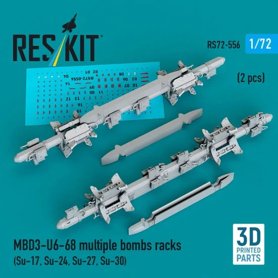 Reskit 72-0556 1/72 MBD3-U6-68 Multiple Bombs Racks (2pcs) for Su-17/Su-24/Su-27/Su-30