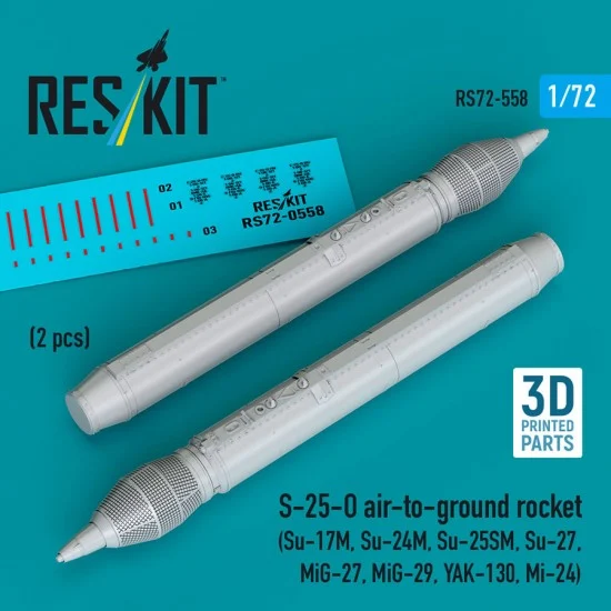 Reskit RS72-0558 1/72 S-25-O Air-to-ground Rocket (2pcs) for Su-17M/Su-24M/Su-25SM/Su-27
