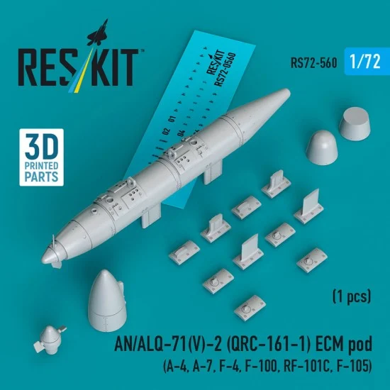 Reskit RS72-0560 1/72 AN/ALQ-71(V)-2 (QRC-161-1) ECM Pod for A-4/A-7/F-4/F-100/RF-101C/F-105