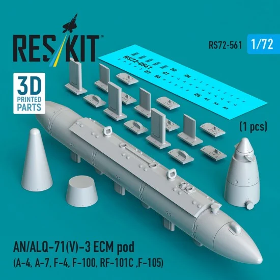 Reskit RS72-0561 1/72 AN/ALQ-71(V)-3 ECM Pod for A-4/A-7/F-4/F-100/RF-101C/F-105