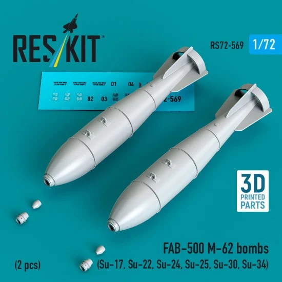 Reskit 72-0569 1/72 FAB-500 M-62 Bombs (2pcs) for Su-17/Su-22/Su-24/Su-25/Su-30/Su-34