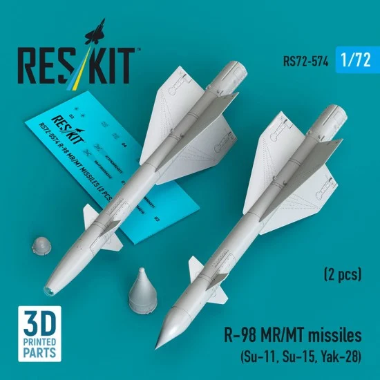 Reskit RS72-0574 1/72 R-98 MR/MT Missiles (2pcs) for Su-11/Su-15/Yak-28