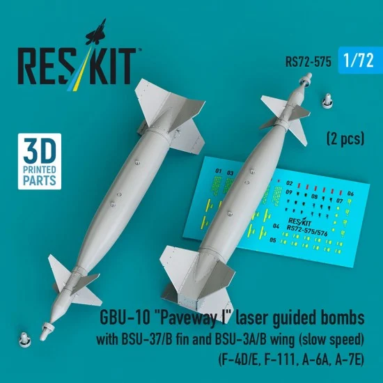 Reskit RS72-0575 1/72 GBU-10 Paveway I Bombs with BSU-37/B Fin and BSU-3A/B Wing (slow speed)