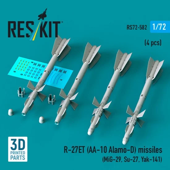 Reskit 72-0582 1/72 R-27ET (AA-10 Alamo-D) Missiles (4pcs) for MiG-29/Su-27/Yak-141