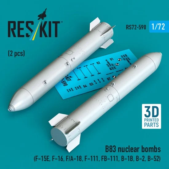 Reskit 72-0590 1/72 B83 Nuclear Bombs (2pcs) for F-15E/F-16/F/A-18/F-111/FB-111/B-1B/B-2/B-52