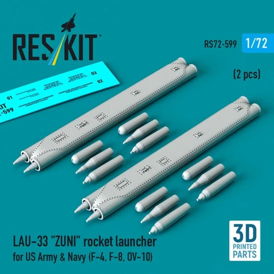Reskit 72-0599 1/72 LAU-33 ZUNI Rocket Launcher for US Army/Navy (2pcs) for F-4/F-8/OV-10