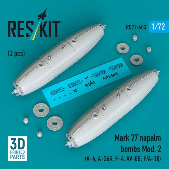 Reskit 72-0603 1/72 Mark 77 Napalm Bombs Mod. 2 (2pcs) for A-4/A-26K/F-4/AV-8B/F/A-18