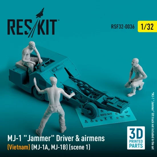 Reskit RSF32-0036 1/32 MJ-1A/B Jammer Driver & Airmens (Vietnam) Scene 1 (3pcs, 3D Printed)