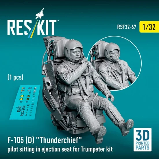 Reskit F32-0067 1/32 F-105D Thunderchief Pilot Sitting in Ejection Seat for Trumpeter kit (1pc)