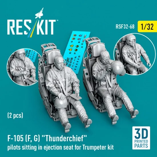 Reskit F32-0068 1/32 F-105F/G Thunderchief Pilots Sitting in Ejection Seat for Trumpeter kit (2pcs)