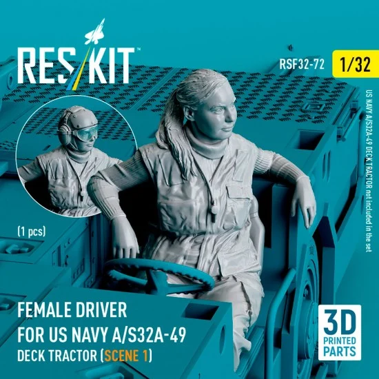 Reskit RSF32-0072 1/32 Female Driver for US Navy A/S32A-49 Deck Tractor Scene #1