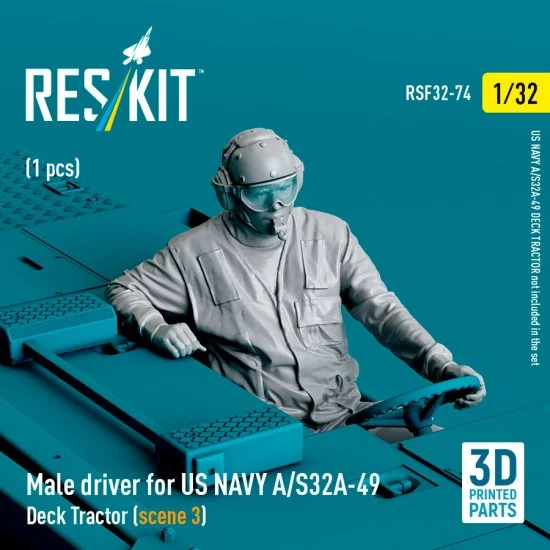 Reskit RSF32-0074 1/32 Male Driver for US Navy A/S32A-49 Deck Tractor Scene #3