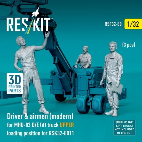 Reskit RSF32-0080 1/32 Modern Driver n Airmen(3pcs) for MHU-83 D/E Lift Truck UPPER Loading for RSK32-0011