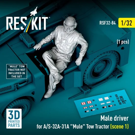 Reskit F32-0084 1/32 Male Driver for A/S-32A-31A Mule Tow Tractor (scene 1)