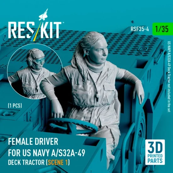 Reskit RSF35-0004 1/35 Female Driver for US Navy A/S32A-49 Deck Tractor Scene #1