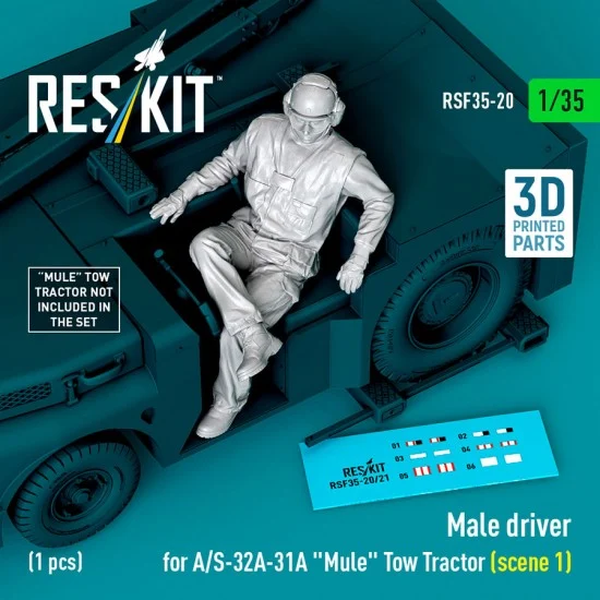 Reskit F35-0020 1/35 Male Driver for A/S-32A-31A Mule Tow Tractor (scene 1)