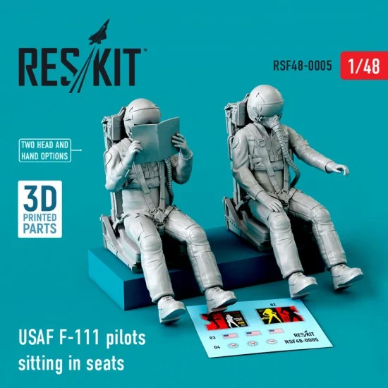 Reskit RSF48-0005 1/48 USAF F-111 Pilots Sitting in Seats (2pcs, 3D Printing)