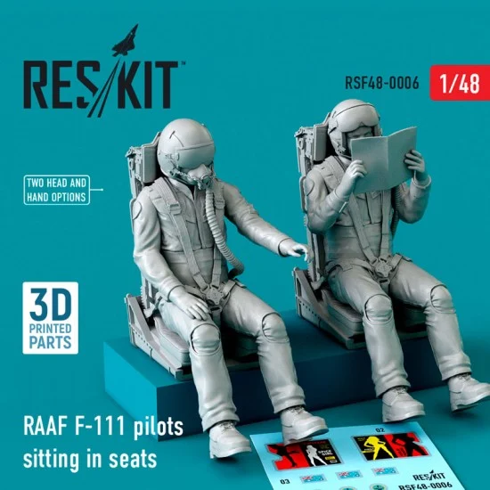 Reskit RSF48-0006 1/48 RAAF F-111 Pilots Sitting in Seats (2pcs, 3D Printing)