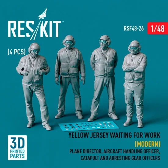 Reskit RSF48-0026 1/48 Modern Yellow Jersey Waiting for Work Plane Director (4 figures)