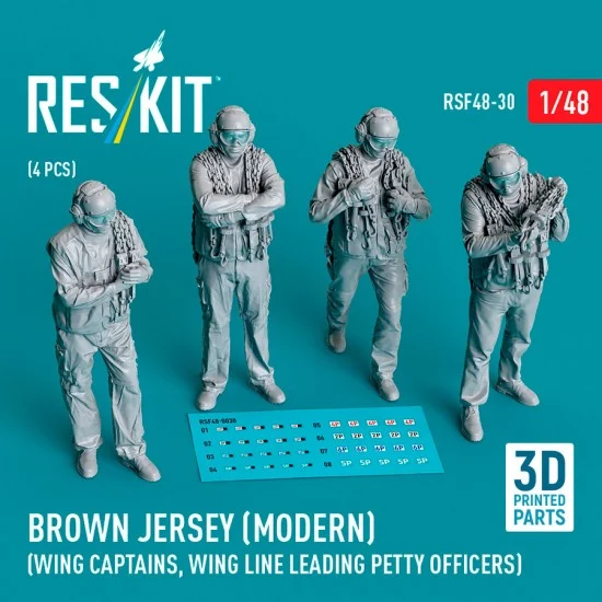 Reskit RSF48-0030 1/48 Modern Brown Jersey, Wing Captains, Wing Line Leading Petty Officers (4 figures)