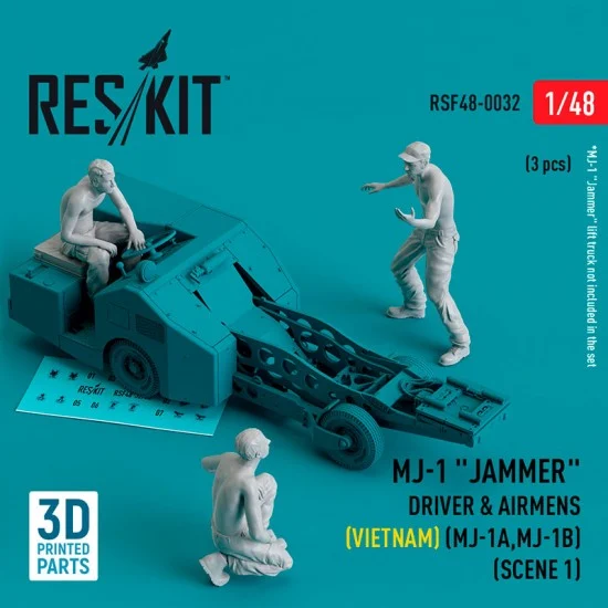 Reskit RSF48-0032 1/48 MJ-1A/B Jammer Driver & Airmens (Vietnam) Scene 1 (3pcs, 3D Printed)