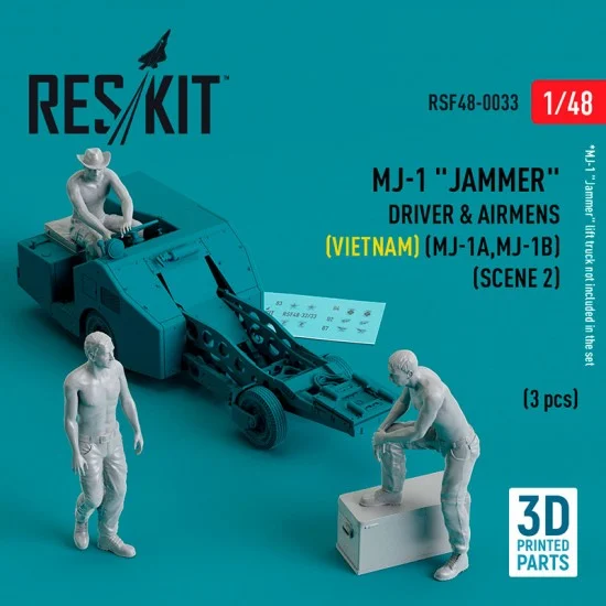 Reskit RSF48-0033 1/48 MJ-1A/B Jammer Driver & Airmens (Vietnam) Scene 2 (3pcs, 3D Printed)