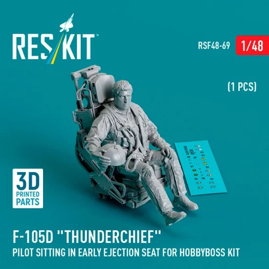Reskit RSF48-0069 1/48 F-105D Thunderchief Pilot Sitting In Early Ejection Seat for Hobby Boss Kit