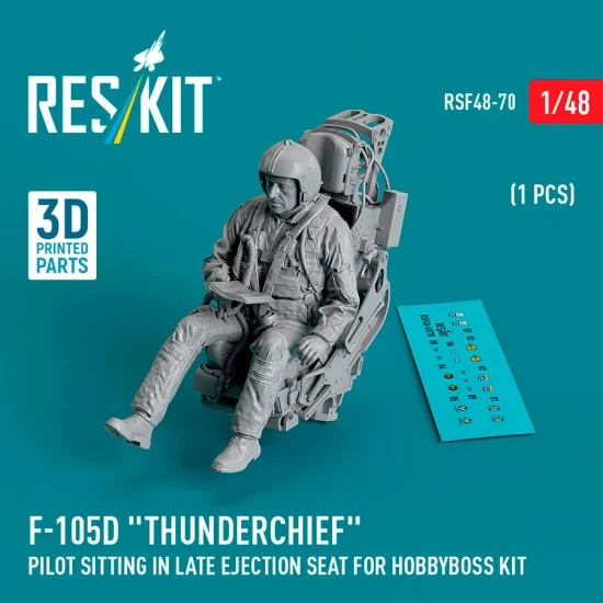 Reskit RSF48-0070 1/48 F-105D Thunderchief Pilot Sitting In Late Ejection Seat for Hobby Boss Kit