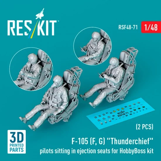 Reskit RSF48-0071 1/48 F-105 (F, G) Thunderchief Pilots Sitting in Ejection Seats for HobbyBoss kit (2pcs)